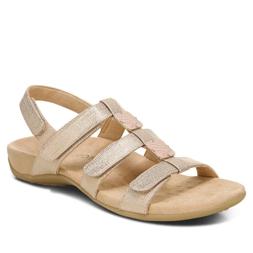 Women Vionic Sandals|Amber Metallic Adjustable Sandal